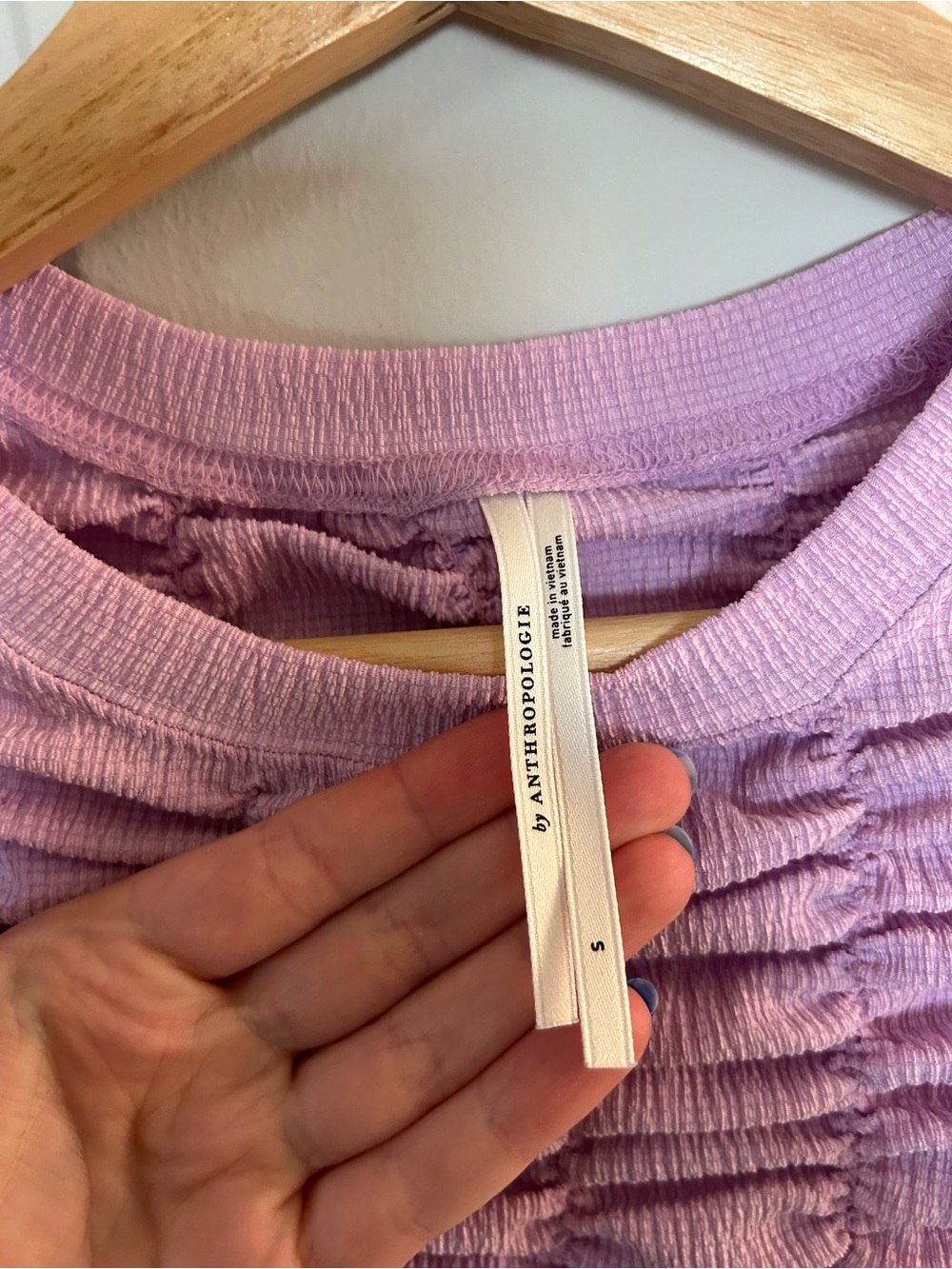 Anthropologie Lavender ruched top - Picture 3 of 3